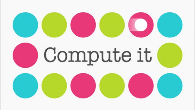 Un logo composé de points de couleurs formant un rectangle dans lequel Compute It est noté