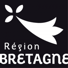 Logo de la région Bretagne, blanc sur fonds noir