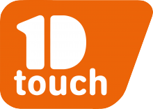 Logo 1DTouch. Texte blanc sur fond orange