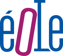 Logo Eole : lettres stylisées bleu et rose sur fond blanc