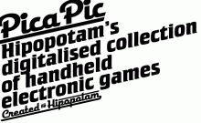 Logo de Picapic. Il est écrit "Hipopotams digitalized collection of handeld electronic games"