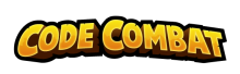 Logo du site CodeCombat. Lettres stylisées jaunes