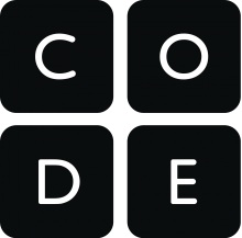 Logo Code.org : quatre carrés noir  intégrant des lettres stylisées de couleur blanche.