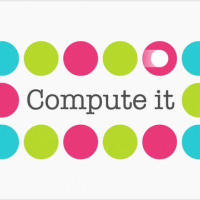 Un logo composé de points de couleurs formant un rectangle dans lequel Compute It est noté