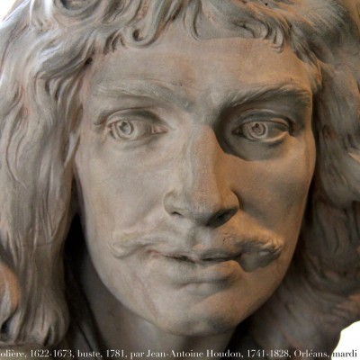Photo du buste de Jean-Baptiste Poquelin, dit Molière, 1622-1673, par Jean-Antoine Houdon, 1741-1828, musée des Beaux-Arts d’Orléans.