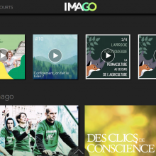 Mosaïque de contenus issus de la page d'accueil de la plateforme ImagoTV.