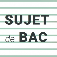 Logo du site. Le mot Sujets de Bac superposé sur des lignes horizontales vert pastel